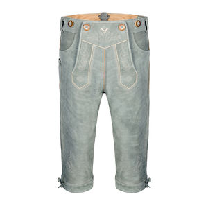 Short en cuir de couleur claire taille haute unisexe avec motif brodé pour hommes - Product Image 5