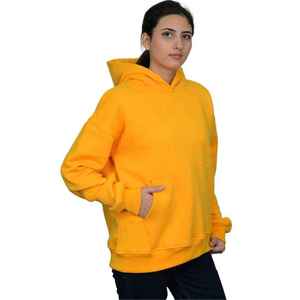 Sudaderas con capucha de algodón 100% informales de lana estampadas y sólidas para mujer ropa de calle de invierno prendas de vestir exteriores de moda en amarillo mostaza - Product Image 1
