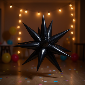 Globos de Fiesta Estrella Multipunta Negros de 67cm, Bolsa de 12 Unidades - Product Image 3