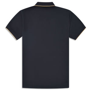 Polo de algodón 100% de gama alta para hombre, tela personalizable con patrón sólido, ecológico, oscuro, talla 6XL, diseño de piqué liso negro - Product Image 4