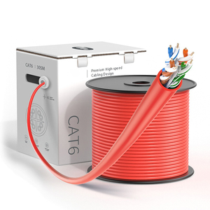 Cat6 <span class=keywords><strong>UTP</strong></span> Ethernet Bulk <span class=keywords><strong>Cable</strong></span>,PVC/LSZH, Rojo, 1000ft (305m), 23AWG Solid Pure Bare Copper Wire, 550MHz, <span class=keywords><strong>Cable</strong></span> LAN sin blindaje - Product Image 1