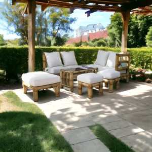 Meilleure vente de qualité supérieure en bambou Ensembles de canapés sectionnels pour l'intérieur, l'extérieur, le jardin et la cour Canapés en bambou avec table basse - Product Image 6