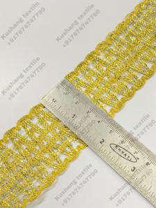 Textiles para el hogar Hilo dorado con lentejuelas Pieza de encaje Vestido de baile Costura Brillo Tejido Encaje Trim - Product Image 6