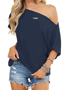 Nuevas y elegantes blusas con hombros descubiertos para mujer, camisa de manga corta con alas de murciélago de verano, blusas tipo túnica holgadas - Product Image 2