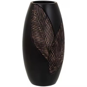 Vase à fleurs en métal fer noirâtre belle feuille gravure Pot de fleur designable pour une pièce maîtresse de table incroyable - Product Image 5