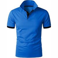 Polo de golf pour homme de haute qualité, uni bleu, sans motif, col polo, logo par sublimation, taille plus, polos pour homme