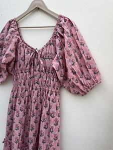 Vestido de algodón con escote corazón para mujer, vestido Midi informal, maxi largo de algodón indio - Product Image 6