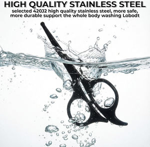 Tijeras para Barba con Hoja Dentada Negra, Venta al por Mayor, Marca Privada OEM, Tijeras para Recortar Barba y Vello Nasal, Punta Redonda con Estuche de Cuero PU - Product Image 3