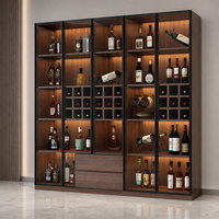Meuble à vin de luxe moderne en bois écologique, réglable en hauteur, avec éclairage LED, présentoir modulaire pour salon et salle à manger