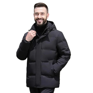 <b>Men's</b> Winter <b>Puffer</b> Jacket <b>Long</b> Quilted <b>Coat</b> Thick Stand Collar Zip-Up Front Logo Casual - Product Image 2