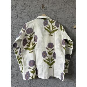 Conjunto de pijama con estampado de bloques a mano para mujer, ropa de dormir, vestido de noche de algodón indio, conjunto de pijama, traje de noche de algodón suave - Product Image 4