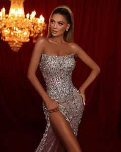 Respirant antistatique fente latérale Spandex sans manches A-ligne parole longueur robe en mousseline de soie pour adultes club et soirées mariage - Product Image 1