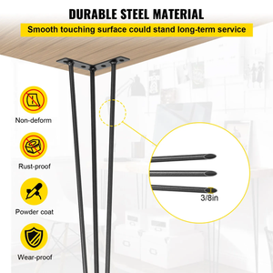 DIY Furniture 3/8" Solid Steel Heavy Duty 880lbs, 16" Hairpin <b>Table</b> Legs 4 Pcs Metal Legs for <b>Bench</b> Coffee <b>Table</b> Desk EDPTBL015 - Product Image 2