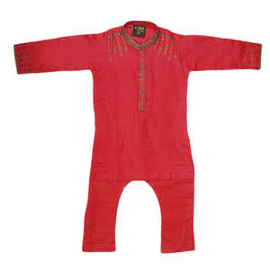 ชุดคุรตะ ชัลวาร์ปักลายสำหรับเด็กผู้ชาย - สีมารูน - Product Image 4