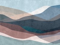 Mural de Pared de Vinilo No Tejido, Moderno y Abstracto, en Azul y Marrón, Hecho en Alemania, para Dormitorio, Sala de Estar, Gimnasio, Hospital, Centro Comercial - 3.71x2.80m, Alta Calidad