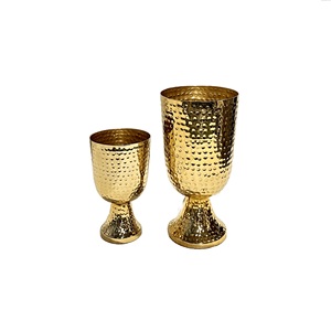 Juego de jarrones de cristal de Metal modernos, 2 láminas de hierro de aluminio chapadas en oro, soporte para flores, centro de mesa de dormitorio, jarrón de Metal, nueva textura - Product Image 5