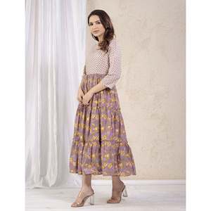 Robe Anarkali en coton imprimé violet, vêtements américains - Product Image 4