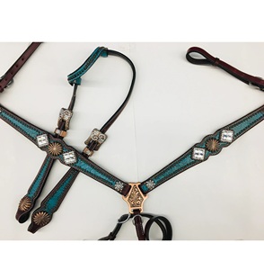Hebillas Cobre Argentina Cuero de vaca Western Headstall Horse Racing Trenzado Horse Headstall Con embalaje personalizado - Product Image 2