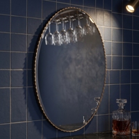 Miroir mural ovale décoratif en bois, cadre en bois vintage, miroir d'appoint rustique, style campagnard français, pour entrée, salle de bain, hôtel
