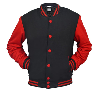Custom Logo Embroidery Woolen <b>Varsity</b> <b>Jacket</b> High Street Style College <b>Men's</b> Winter Letterman <b>Bomber</b> Leather Sleeve OEM Service - Product Image 1