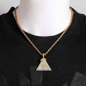 Collier pendentif pyramide micro-pavé pour homme, style hip-hop, plaqué rhodium, argent 925, bijoux avec diamant moissanite glacé, cadeau - Product Image 3