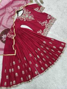 Georgette Salwar Kameez Traditionnel Réversible Slim Fit Vêtements pour Fêtes Diwali Mariages Hiver & Eté Saisons Midi Longueur - Product Image 5