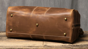 Bolsa de Viaje de Fin de Semana Plegable de Cuero Genuino, Gran Capacidad, Ligera, con Cierre de Cremallera, Duradera - Product Image 3