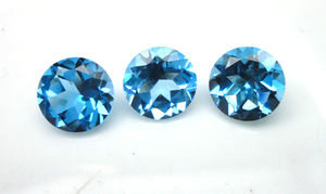 พลอยบุษราคัมสีฟ้าสวิสที่งดงาม6มม. ถึง10มม. ทรงกลมหลวมมีค่าสวิสสีฟ้าบุษราคัมตัดเหลี่ยมเพชรพลอยของขวัญสำหรับเธอ - Product Image 2