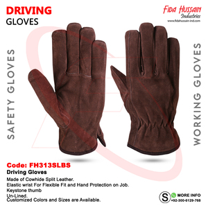 High Quality Cowhide Split Leather <b>Driver</b> <b>Gloves</b> With Maximum Protection Keystone Thumb Styled Unlined Schutzhandschuhe - Product Image 6