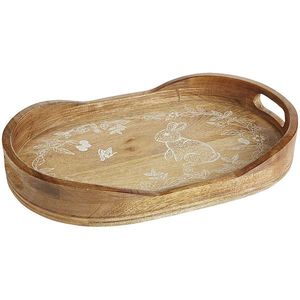 Bandeja de barra de madera vintage multifuncional de madera con patrones tallados de tamaño personalizado bandeja de madera redonda decorativa para servir café - Product Image 1