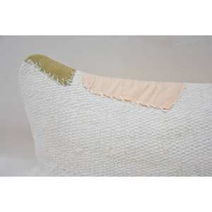 Almohada de lana Beige 12x36 pulgadas cojín de estilo Kantha de lujo tejido bordado Toile hojas Vintage para fines decorativos para el hogar - Product Image 2