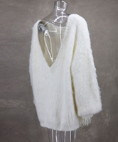 Pull en mohair sur mesure pour femme, col rond, 240g, respirant, écologique, anti-boulochage, haute qualité, pour automne-hiver