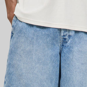 Factory Rate With Logo Comfortable Casual <b>Zipper</b> Fly & Button Closure Casual Wear Cotton Blend Men Denim Jean <b>Shorts</b> Light Wash - Product Image 2