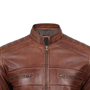 Best Price Custom Men's Fashion <b>Leather</b> <b>Jacket</b> with Stand Collar and Full Zipper Winter <b>Long</b> Length <b>jacket</b> for men DDP Shipping - Product Image 6