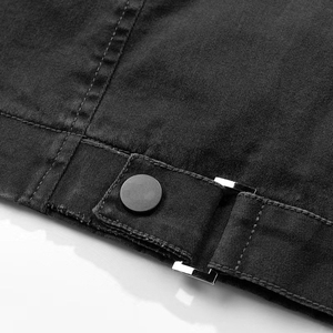 Veste en jean noire avec grandes poches sur le devant personnalisée pour hommes, look usé vintage, délavé à la pierre, veste en jean noir - Product Image 6