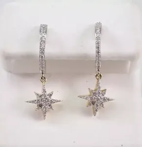 925 Silver Round Cut <b>Moissanite</b> Diamond Drop Dangle Earrings Sparkle <b>Jewelry</b> - Product Image 1