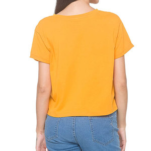 Camisetas informales para mujer, Camiseta ajustada de manga corta para mujer, 100% algodón, logotipo liso en blanco, cuello redondo personalizado - Product Image 3