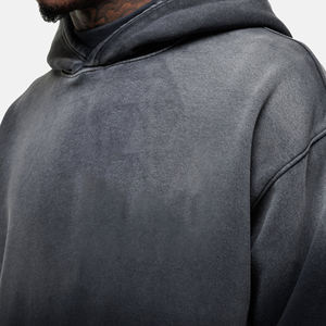 2025 nouveau arrivé sur mesure lavage à l'acide surdimensionné en détresse Streetwear pull à capuche goutte épaule poids lourd hommes sweats à capuche - Product Image 3