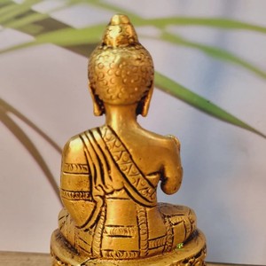 Ídolo de Buda de latón antiguo elegante para la decoración de la oficina del templo del hogar que simboliza la iluminación de la prosperidad y la calma - Product Image 6