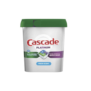 Cascade Platinum Plus ActionPacs 62 dosettes de détergent pour lave-vaisselle jetables parfumées pour les sols ménagers stockés solides - Product Image 1