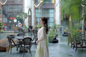 Vestido largo de longitud media con patrón Floral cómodo de alta calidad, cuello cuadrado de gran tamaño, manga corta, tela de ramio 10%, otoño - Product Image 3