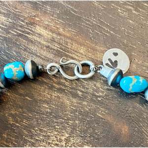 Collier perlé style Navajo en turquoise et argent sterling, design tendance avec perles enfilées - Product Image 5