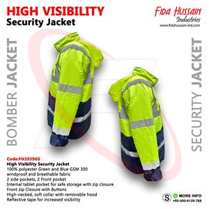 Chaqueta de seguridad de poliéster 100% de alta visibilidad personalizada, ropa de trabajo de bombardero verde con cuello, ropa de seguridad para ropa de trabajo - Product Image 4