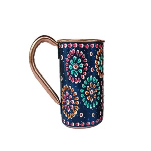 Taza de cobre puro de diseño antiguo con mango de latón, venta al por mayor, taza martillada de mula de cobre de estilo indio, proveedor de India - Product Image 1
