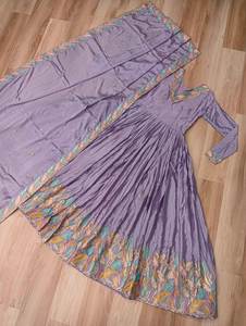 Collection de vêtements de fête Chinon avec robe brodée multi-séquences et fil et broderie de séquence Dupatta Designer Wear - Product Image 4