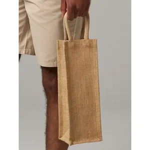 Custom Shimmer Jute <b>Bottle</b> <b>Bag</b> for Hip Flasks for Merchandising - Product Image 1