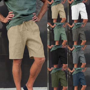 Shorts de sport décontractés pour hommes, couleur unie, taille élastique, écologiques, imperméables, respirants, en polyester/coton, pour la remise en forme, l'entraînement et la gym - Product Image 3