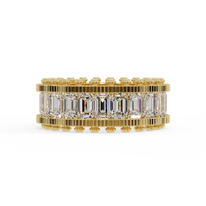18K <b>Solid</b> Gold Full Eternity Ring Band Luxury Stackable Wedding Ring Emerald Cut Lab Grown Diamond Unisex Fine Jewelry Wholesale - Product Image 5