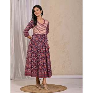 Robe longue en coton imprimé Jaal Jaipuri de style ethnique indien, composée d'un Lehenga Choli et d'un Salwar en tissu Georgette. - Product Image 4