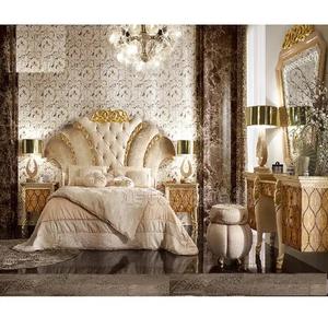 หรูหราทันสมัยหัวเตียงเตียงและห้องนอนเฟอร์นิเจอร์รอยัลหรูหราแกะสลักเจ้าหญิงห้องนอนเฟอร์นิเจอร์ที่ทันสมัยโค้งหนังเตียงทอ - Product Image 1
